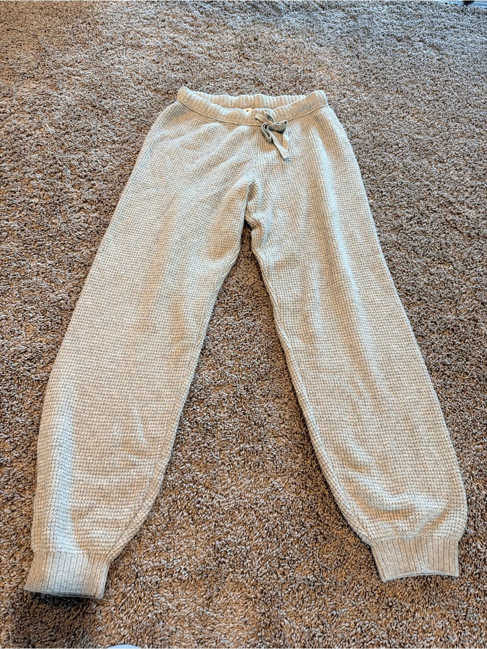 Aerie Cozy Up Waffle Knit Grey Joggers Size Small Regular NWOT